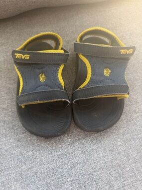 Teva Kids Navy and Yellow Sport Sandals with Hook-and-Loop Straps
